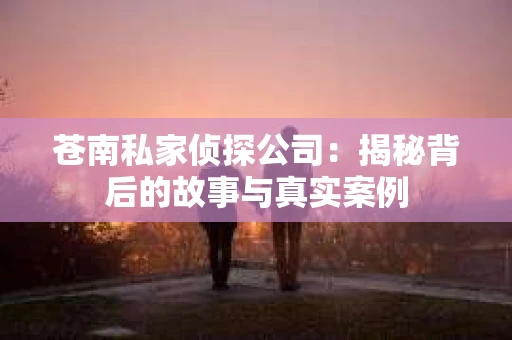 苍南私家侦探公司：揭秘背后的故事与真实案例
