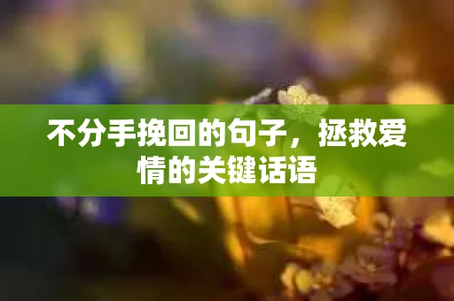 不分手挽回的句子，拯救爱情的关键话语