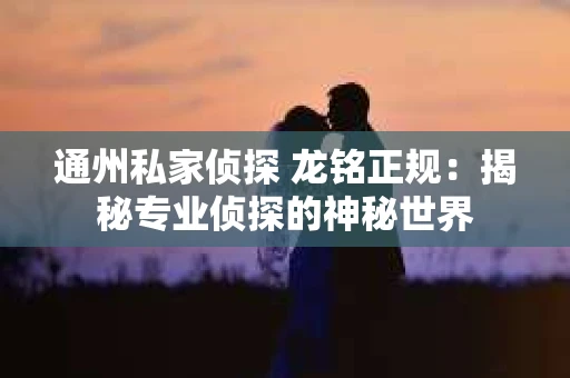 通州私家侦探 龙铭正规：揭秘专业侦探的神秘世界